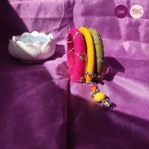 Fabric Bangles/ Set Of 3 /Stone work