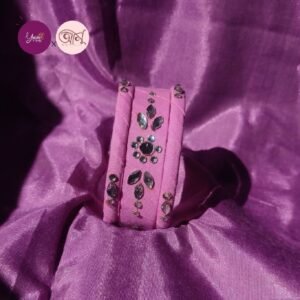 SOFT PINK Fabric Bangles Set /Stone work