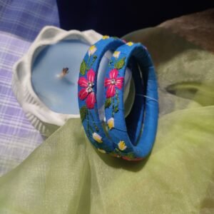 Blue Embroidery Bangles Pair