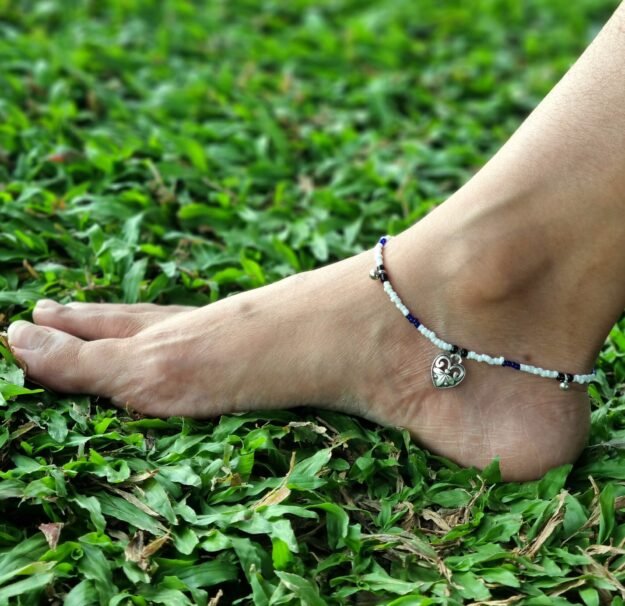 Handmade White Anklet