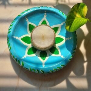 Handpainted Candle Holder (Sky blue)