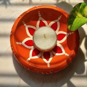 Handpainted Candle Holder (Orange)