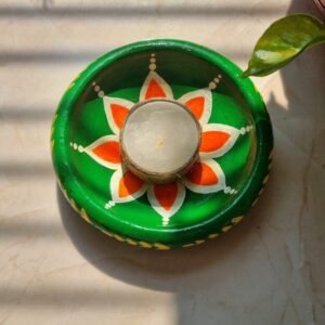Handpainted Candle Holder (Green)