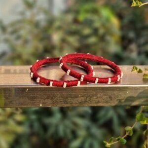 Handmade Thread Red Bangle (Pair)