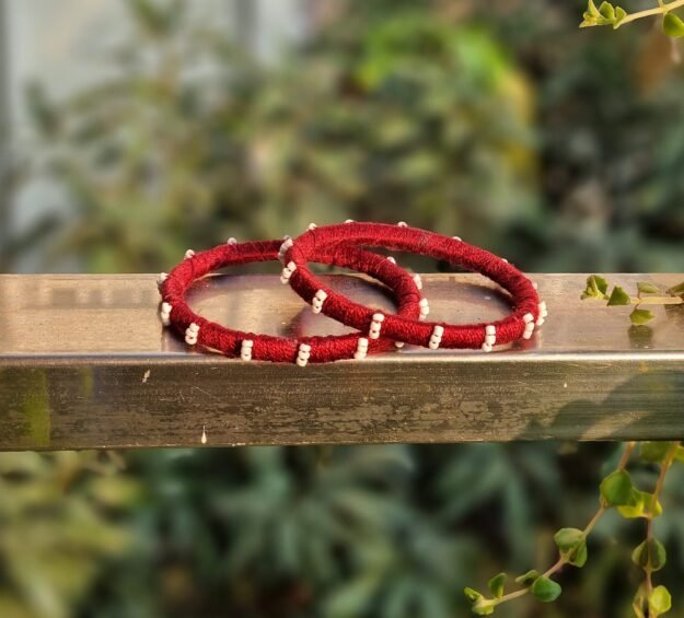 Handmade Thread Red Bangle (Pair)