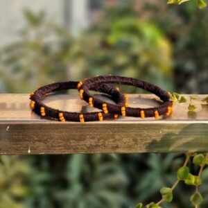 Handmade Thread Black Bangle (Pair)
