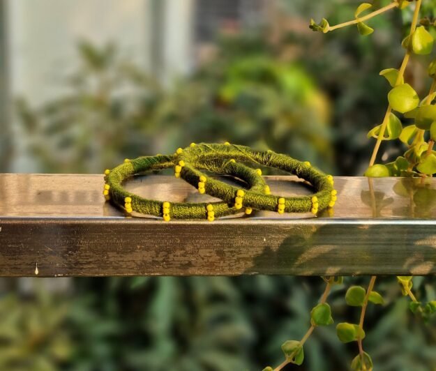 Handmade Thread Green Bangle (Pair)