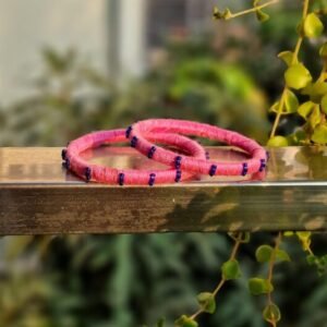 Handmade Thread Pink Bangle (Pair)