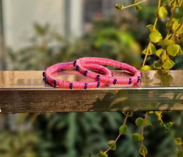 Handmade Thread Pink Bangle (Pair)