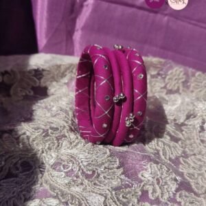 Dark purple, Fabric Bangle set of 4