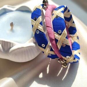 Handcrafted Blue Fabric Bangle( Set of 3)