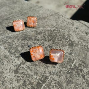 Peach Square Studs