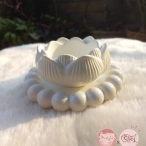 Gypsum lotus pot and bubble tray set (set-1)