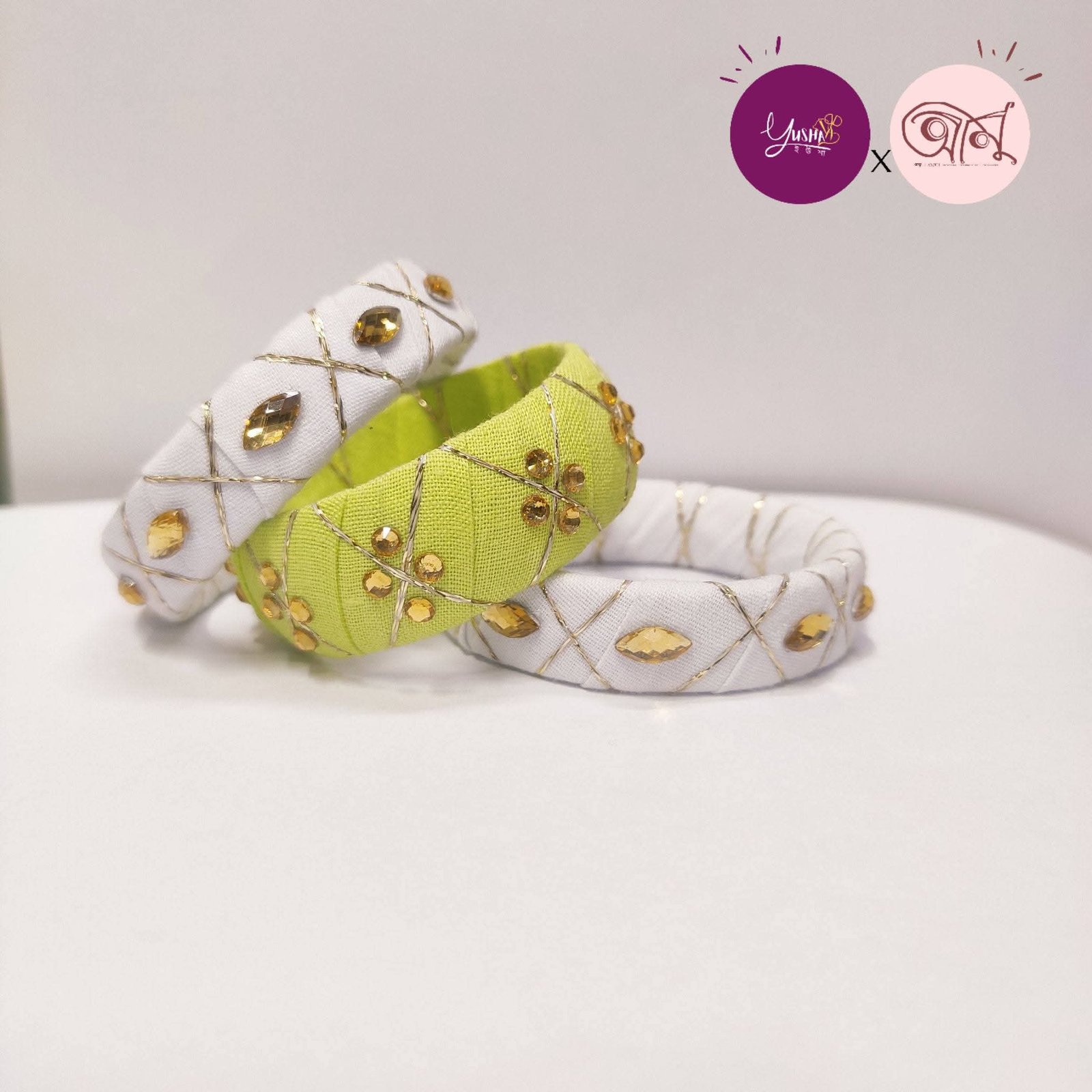 Fabric BABY Bangles Set /Stone work
