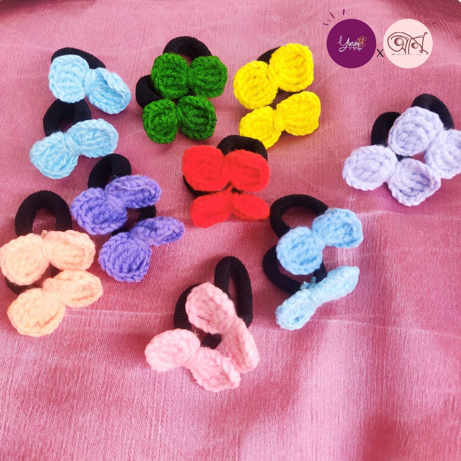 Crochet BOW Design Hair Tie/BABY Band